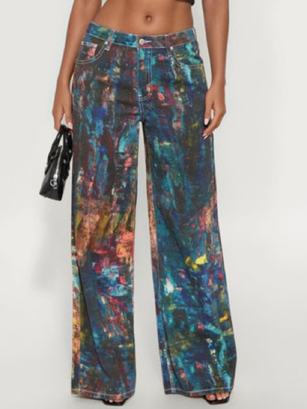 Fashion Nova Multicolor Painterly Wide-Leg Pants